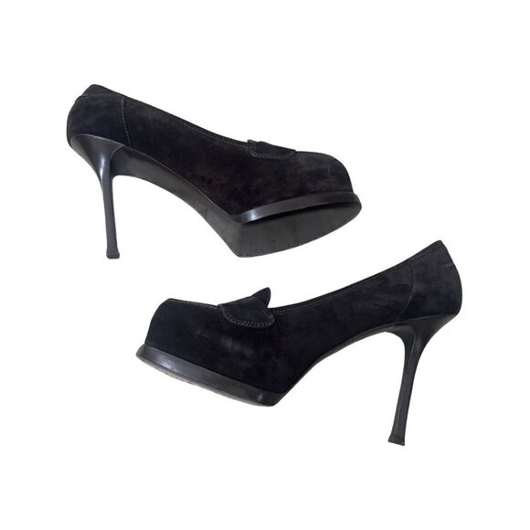 Yves Saint Laurent retro brown suede heels size 38.5 - Picture 3 of 8